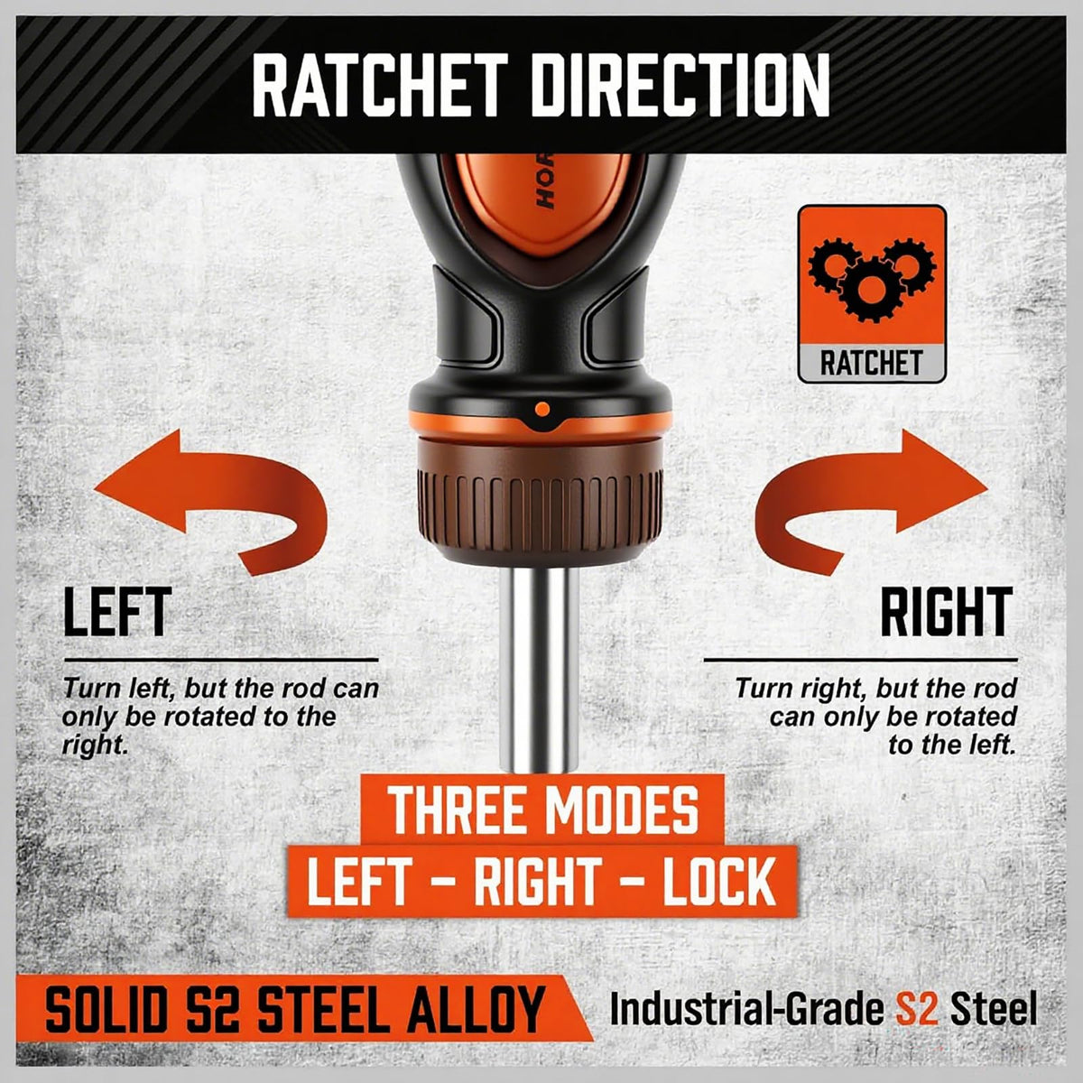 HORUSDY Magnetic Portable Screwdriver Bit Set: 8-in-1 Ratcheting Screw Driver Includes 1/4”Bit Driver Holder, 7 Screwdriver Bits with Phillips, Slotted, Square, Hex, for Garage & Daily Repair