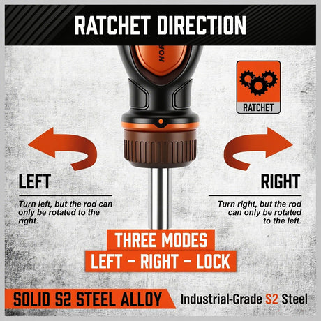 HORUSDY Magnetic Portable Screwdriver Bit Set: 8-in-1 Ratcheting Screw Driver Includes 1/4”Bit Driver Holder, 7 Screwdriver Bits with Phillips, Slotted, Square, Hex, for Garage & Daily Repair