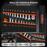 48-Piece Ratcheting Wrench Set, Metric 6-18mm & SAE 1/4-3/4", Cr-V Steel 72 Teeth Ratchet Wrench with Roll Up Pouch and Hex Keys