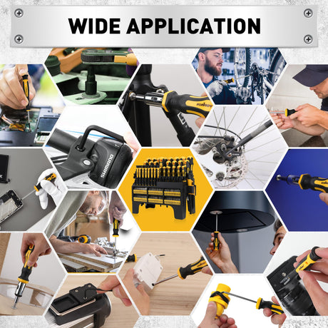 HORUSDY 140-Piece Magnetic Screwdriver Set with Plastic Racking, Includes SAE & Metric Hex Keys, Precision Screwdriver and Magnetizer Demagnetizer DIY Tools for Men Tools Gift