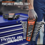 HORUSDY 26-Piece Ratcheting Wrench Set | Metric and SAE (6-19 mm & 1/4” to 3/4“) | Ratchet Combination Wrenches Set with Organizer | 72-Tooth | Chrome Vanadium Steel