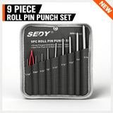 9-Piece Roll Pin Punch Set - Fast Pin Removal - Durable Steel & Construction - For Automotive, Firearm Maintenance, Watch, Jewelry & Craft Repair - Knurled Grip - Versatile Sizes