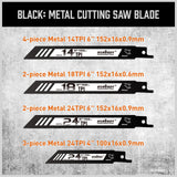 HORUSDY 40-Piece Reciprocating Saw Blade Set for Wood & Metal | Includes Pruning, Wet Wood, PVC and Metal Cutting Blades (3-24TPI) | with Storage Pouch for Easy Organization