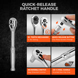 HORUSDY 90-Tooth Quick-Release Ratchet Handle