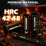32-Piece 1/2" Drive Impact Socket Set, Metric SAE Deep Sockets, CR-V Steel