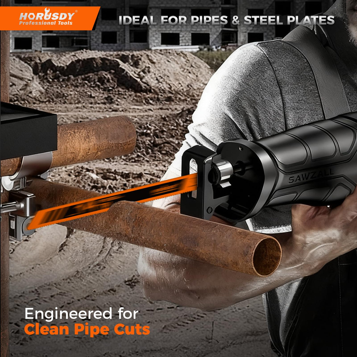 HORUSDY 6PCS 9-Inch 14TPI Bi-Metal Reciprocating Saw Blades, Heavy-Duty Blades for Cutting Steel Pipe, Rebar and Sheet Metal, Universal Shank Fits Most Saws