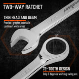 HORUSDY 24-Piece Ratcheting Wrench Set | Metric and SAE | Ratchet Combination Wrenches Set with Organizer | 72-Tooth | Chrome Vanadium Steel | 6-18 mm & 1/4” to 3/4“ (24-Piece)