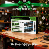 SWANLAKE Impact Torx Bit Set, 27-piece (TT7-TT40) 1''&2'' Security Tamper Proof Magnetic Screwdriver Bits, CNC Machined Tips, S2 Steel Long Torque Star Bits with 4'' Impact Bit Holder and Storage Box