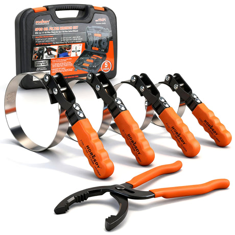 HORUSDY 5-Piece Standard Swivel Oil Filter Wrench, 2-3/4" - 5-1/4"(68.85-133.35mm) Ajustable Car Oil Filter Removal Tool, Durable & Easy Operation