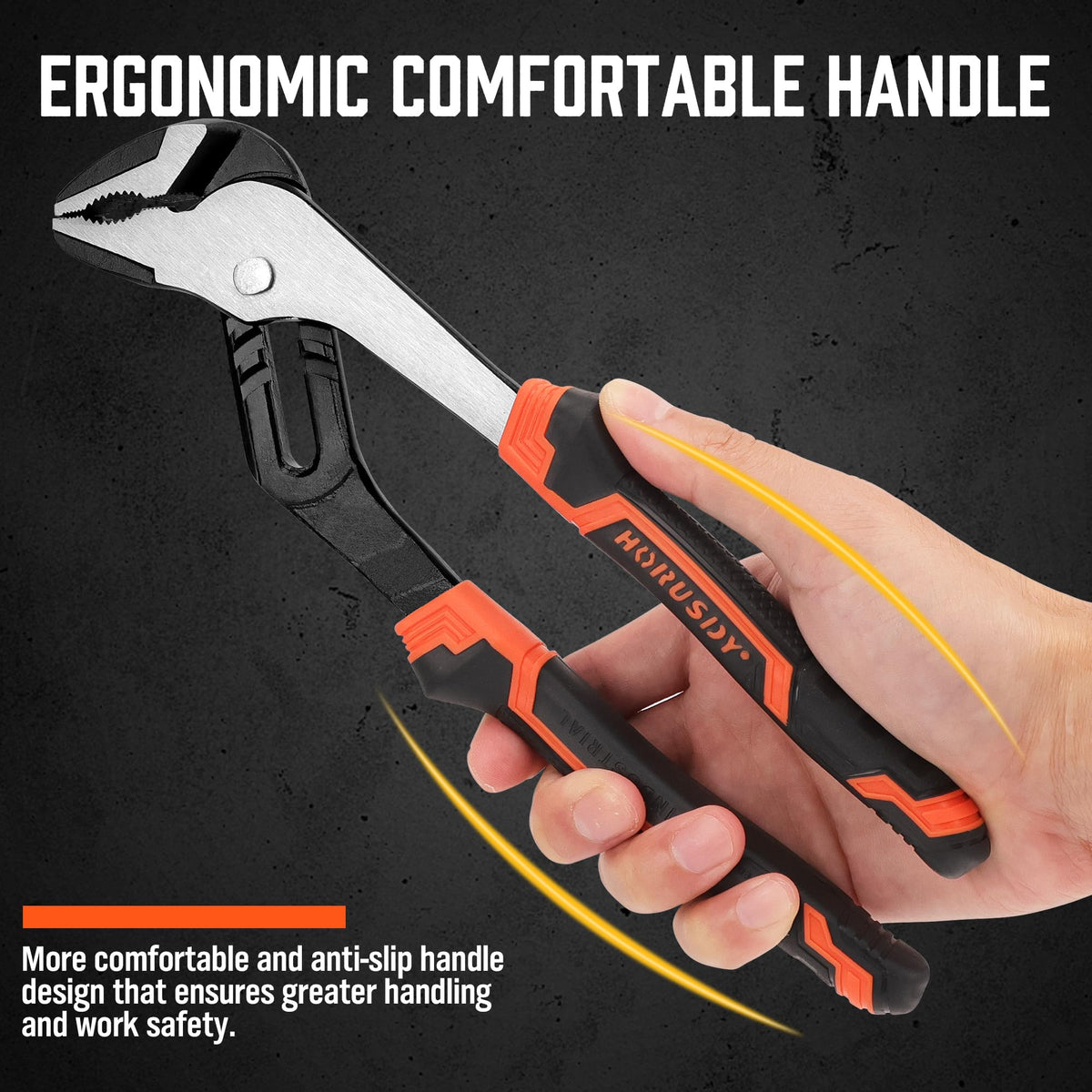 HORUSDY 2-Piece Groove Joint Plier Set, 8" & 10" Adjustable Water Pump Pliers, Straight Jaw Tongue and Groove Pliers for Plumbing, Pipe Fittings, Nuts, Bolts, and Home Repair