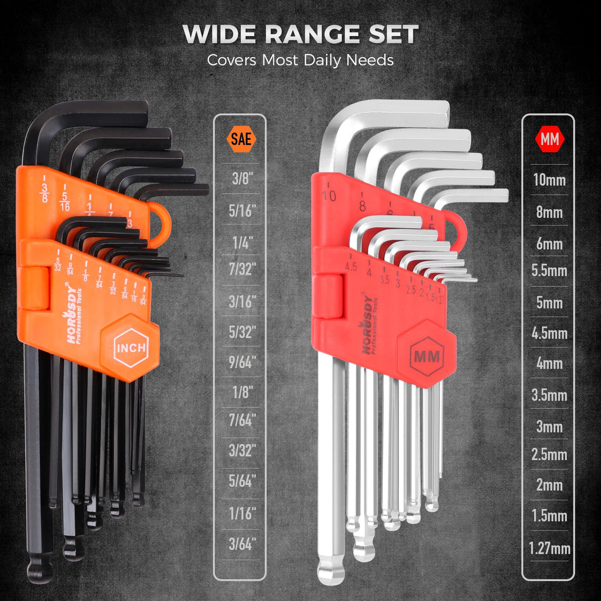 48-Piece Ratcheting Wrench Set, Metric 6-18mm & SAE 1/4-3/4", Cr-V Steel 72 Teeth Ratchet Wrench with Roll Up Pouch and Hex Keys