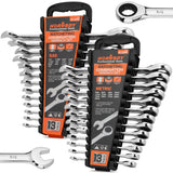 HORUSDY 26-Piece Ratcheting Wrench Set | Metric and SAE (6-19 mm & 1/4” to 3/4“) | Ratchet Combination Wrenches Set with Organizer | 72-Tooth | Chrome Vanadium Steel