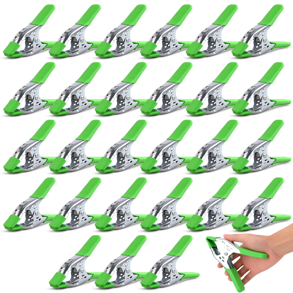 27-Piece 6-inch Heavy Duty Spring Clamp, Large Spring Clamps for Woodworking, Metal Clips 2.4-inch Jaw Opening Clamps for Backdrop, Pool Cover, Photography