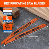 HORUSDY 30Pack 9 Inch 6-12 TPI Reciprocating Saw Blade Wood Pruning, Bi-Metal Saw Blades for Nail Wood or Trees Cutting, Sharp and Durability with Organizer Case