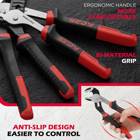 2-Piece Groove Joint Pliers Set, 10" & 8" Adjustable Water Pump Pliers, Straight Jaw Tongue and Groove Pliers with Non-Slip Handles for Plumbing, Pipe Fittings, Nuts, Bolts and Home Repair