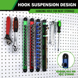 4-Piece Magnetic Socket Organizer Kit, 1/4'' 3/8'' 1/2'' Heavy Duty Socket Holder Holds 40 Clips, Aluminum Sockets Rail for Tool Box Drawer with 1/4'' Slidable Drill Bit Organizer Holds 40 Bits