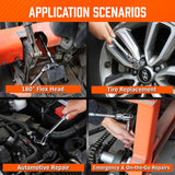 10-Piece Flex-Head Ratchet Set, 1/4", 3/8" & 1/2" Drive Socket Wrenches, 90-Tooth Quick-Release Reversible Low-Profile, Extension Bars (4", 10", 6") & 4 Adapters for Automotive, Bike, and Home Repair