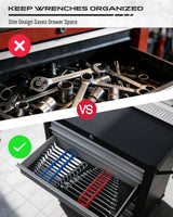 2-Pack Magnetic Wrench Organizer Set, 24-Slot Premium Wrench Rack Holder with Non-Slip Carry Handle for Tool Box Drawer Wall Storage, SAE (1/4'' to 15/16'') & Metric (6mm to 24mm)