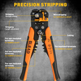 1188-Piece Ferrule Crimping & Stripping Tool Kit, AWG 23-7 (0.25-10 mm²) Ferrule Crimper, Automatic Wire Stripper with Conductor End Sleeve, Terminal, Flat Plug, Flat Connector and Tie Tape