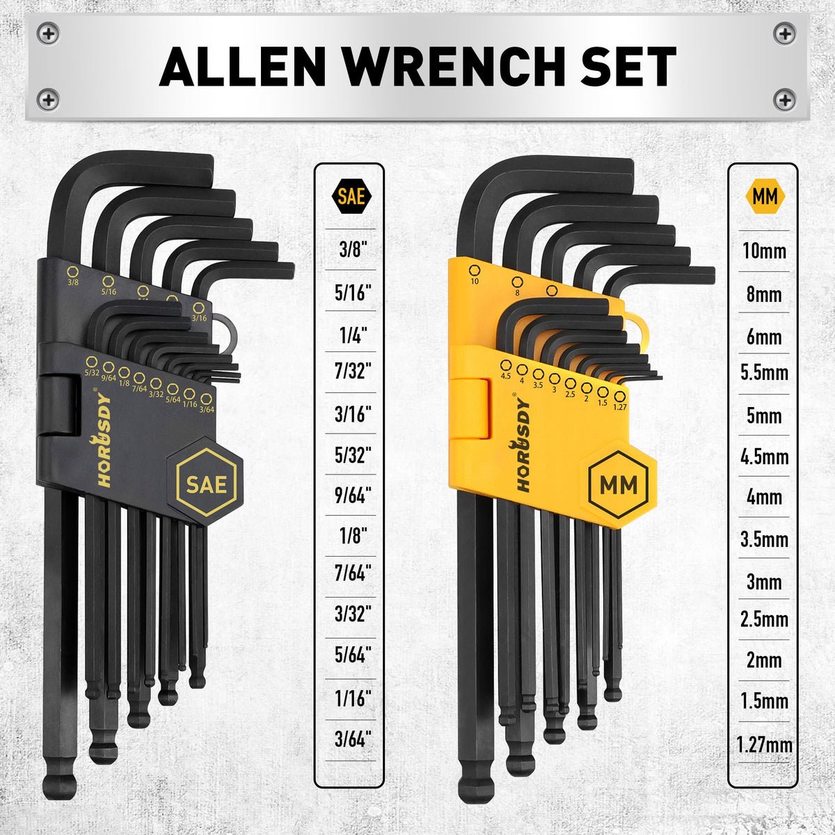 HORUSDY 140-Piece Magnetic Screwdriver Set with Plastic Racking, Includes SAE & Metric Hex Keys, Precision Screwdriver and Magnetizer Demagnetizer DIY Tools for Men Tools Gift