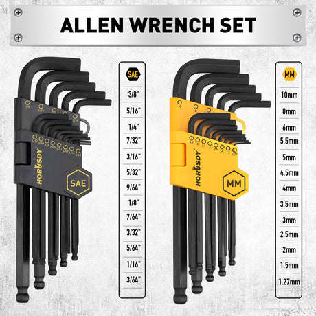HORUSDY 140-Piece Magnetic Screwdriver Set with Plastic Racking, Includes SAE & Metric Hex Keys, Precision Screwdriver and Magnetizer Demagnetizer DIY Tools for Men Tools Gift
