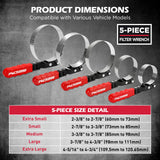 10-Piece Oil Filter Wrench Set 2-3/8"to 4-3/4", 12-Inch Adjustable Oil Filter Plier, Universal 3-Jaw Oil Filter Wrench, 1/2"Quick Release Ratchet Handle, 1/2"-3/8" Adapter, Towel in Storage Case
