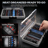 59-Piece Magnetic Nut Driver Bit Set, SAE and Metric Nut Drivers with Screwdriver Bits, Ratchet Wrench, Quick-Change Bit Holder and Storage Case for Automotive Repair, Home Repair and DIY Projects