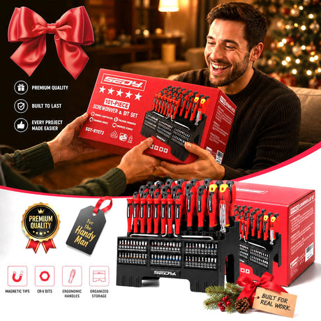 101-Piece Magnetic Screwdriver Set with 60 Bits, Ratchet and Storage Rack