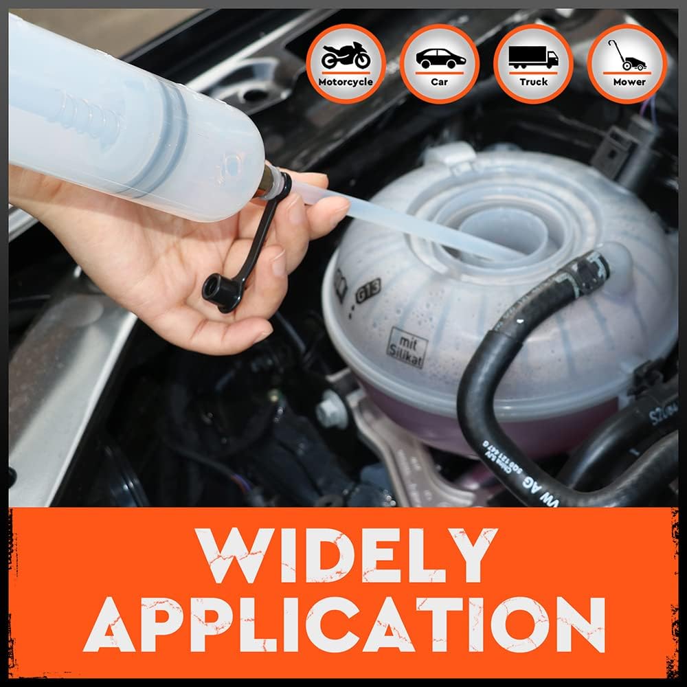 HORUSDY 500cc fluid extraction and fill pump with hose and locking coupler for automotive maintenance and fluid transfer