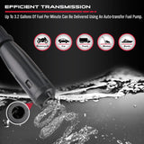 SEDY battery-powered fuel transfer pump with auto-stop sensor, multiple power supplies, adapters, and 3.2 GPM flow for gasoline, oil, water