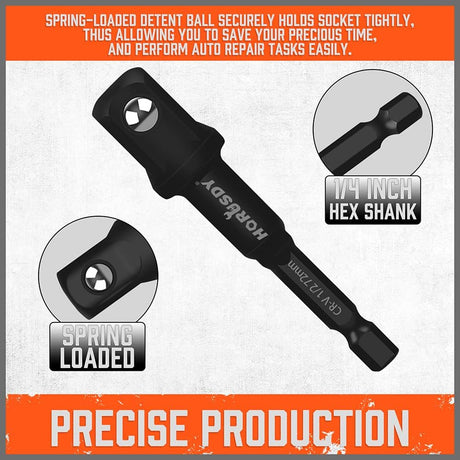 Impact socket adapter set with hex shank for power drill and driver, heavy-duty CR-V steel construction
