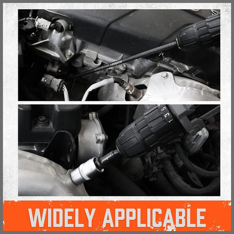Impact socket adapter set with hex shank for power drill and driver, heavy-duty CR-V steel construction