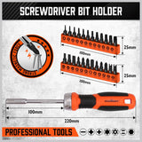 HORUSDY 25-piece ratcheting screwdriver set with magnetic bit holder, metric and SAE hex bits, ergonomic handle for precise repairs