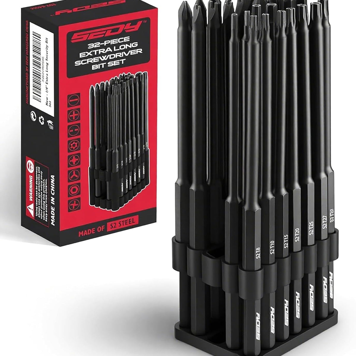 32-Piece Extra Long Security Bit Set for Impact Drills, S2 Steel – SEDY ...