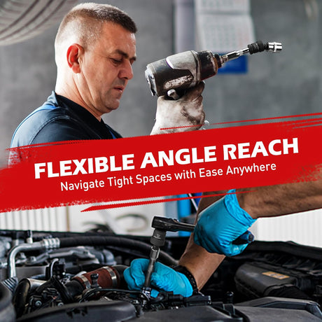 Flexible impact universal joint socket swivel adapters in 1/2-inch, 3/8-inch, and 1/4-inch sizes, crafted from premium CR-MO steel.