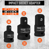 HORUSDY 12-piece black impact extension bar and socket adapter set with Cr-V steel and phosphate coating for ratchets and power tools
