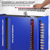 SEDY Magnetic Socket Organizer Rail with 14 Slots for 3/8" Drive, Double Steel Ball Mechanism, 360° Rotatable, and Powerful Magnetic Base