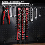 SEDY Magnetic Socket Organizer Rail with 14 Slots for 3/8" Drive, Double Steel Ball Mechanism, 360° Rotatable, and Powerful Magnetic Base
