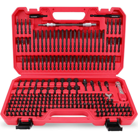 SEDY 232-Piece Ultimate Screwdriver Bit Set with magnetic bit holders, precision machining, and corrosion-resistant Cr-V steel, ideal for professionals and DIY enthusiasts.
