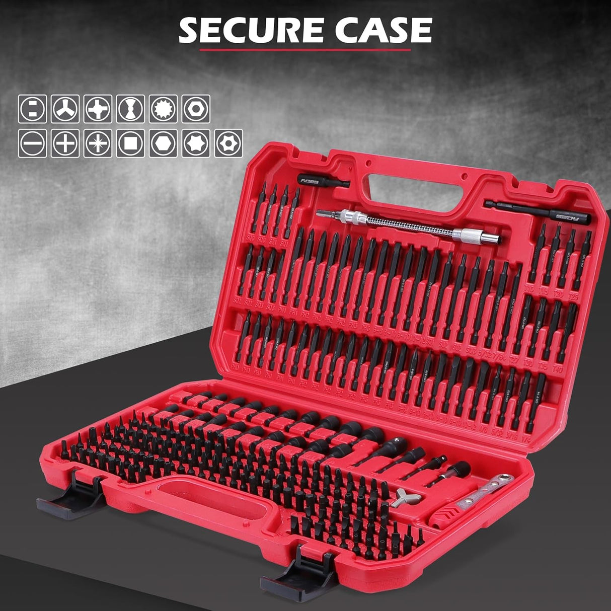SEDY 232-Piece Ultimate Screwdriver Bit Set with magnetic bit holders, precision machining, and corrosion-resistant Cr-V steel, ideal for professionals and DIY enthusiasts.