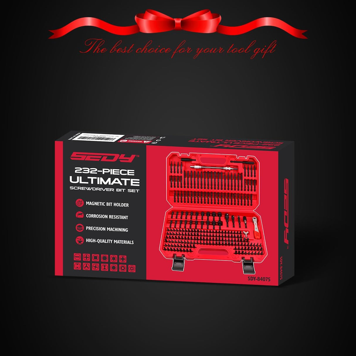 SEDY 232-Piece Ultimate Screwdriver Bit Set with magnetic bit holders, precision machining, and corrosion-resistant Cr-V steel, ideal for professionals and DIY enthusiasts.