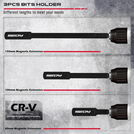 SEDY 33PCS Magnetic Nut Driver Set, including SAE & Metric sizes, high-quality chrome vanadium steel, impact-rated, with magnetic tips, and a durable red storage case.