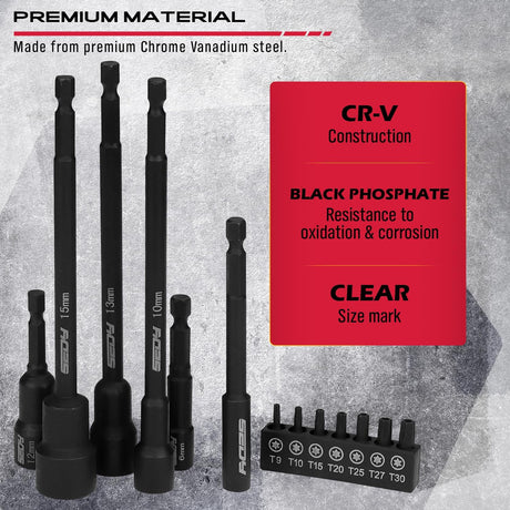 SEDY 33PCS Magnetic Nut Driver Set, including SAE & Metric sizes, high-quality chrome vanadium steel, impact-rated, with magnetic tips, and a durable red storage case.