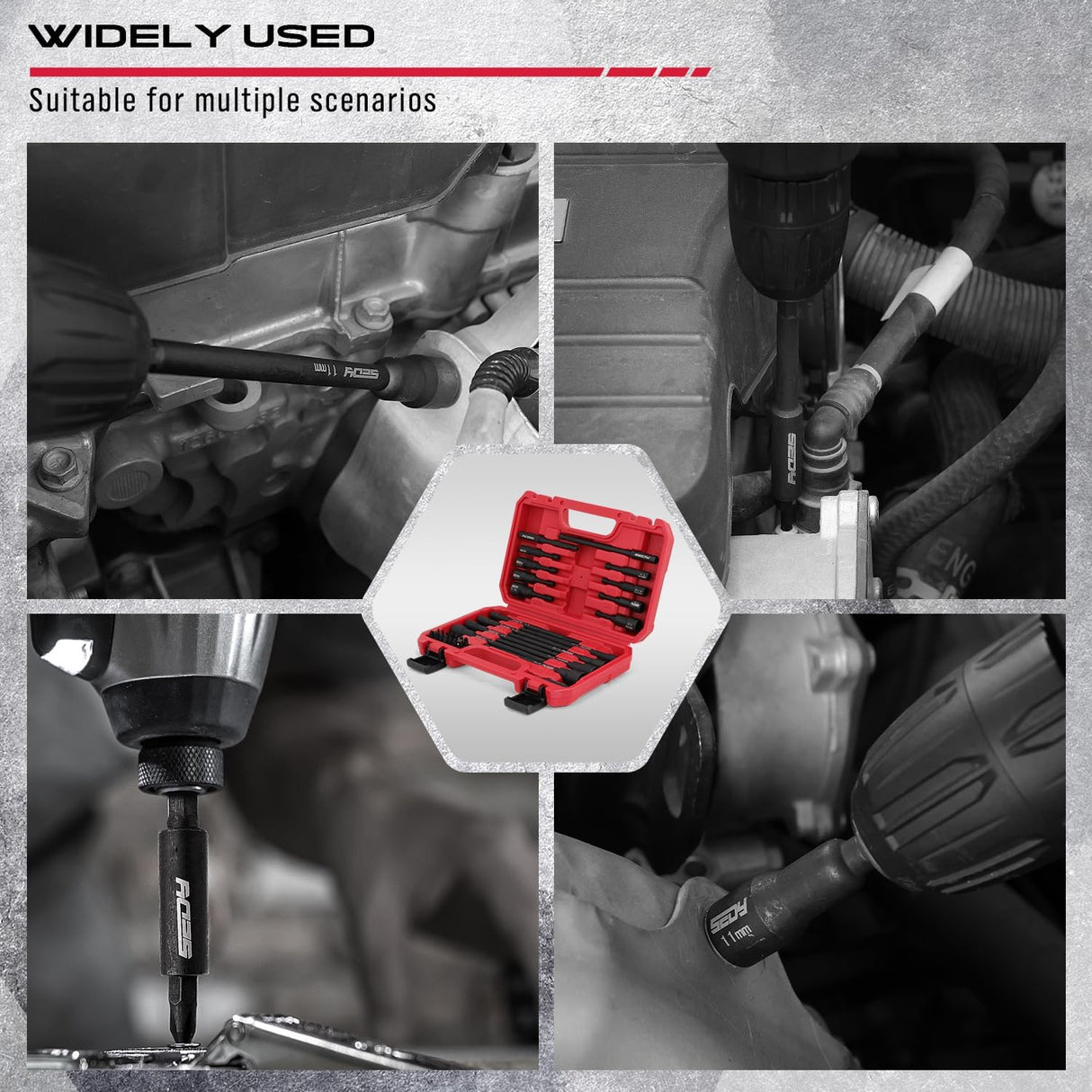 SEDY 33PCS Magnetic Nut Driver Set, including SAE & Metric sizes, high-quality chrome vanadium steel, impact-rated, with magnetic tips, and a durable red storage case.