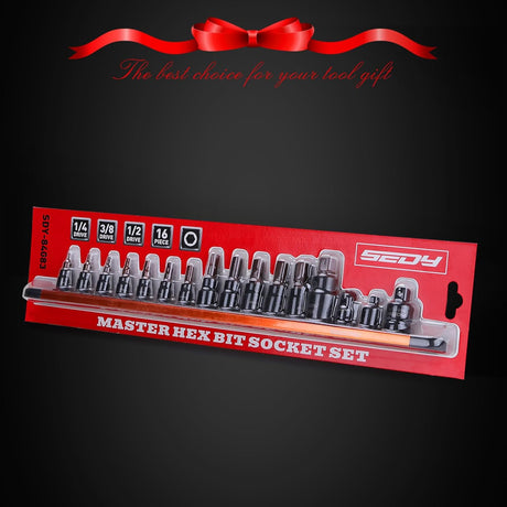SEDY 16-Piece Metric Hex Bit Socket Set with Magnetic Rail for Easy Storage and Access