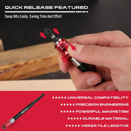 SEDY 6-inch magnetic bit holder extension with quick release, CR-V steel construction, and 1/4 inch hex shank for electric screwdrivers and drills