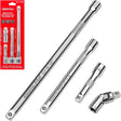 SEDY 3/8" drive extension bar set with universal joint, anti-slip grip, flexible reach, chrome vanadium steel for automotive and DIY socket wrench tasks