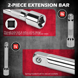 12-Piece  1/4" & 3/8" Drive 10mm Socket Set with Extension Bars, Magnetic Storage Rail, and Cr-V Material, Featuring 6 & 12 Point Designs
