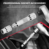 12-Piece  1/4" & 3/8" Drive 10mm Socket Set with Extension Bars, Magnetic Storage Rail, and Cr-V Material, Featuring 6 & 12 Point Designs