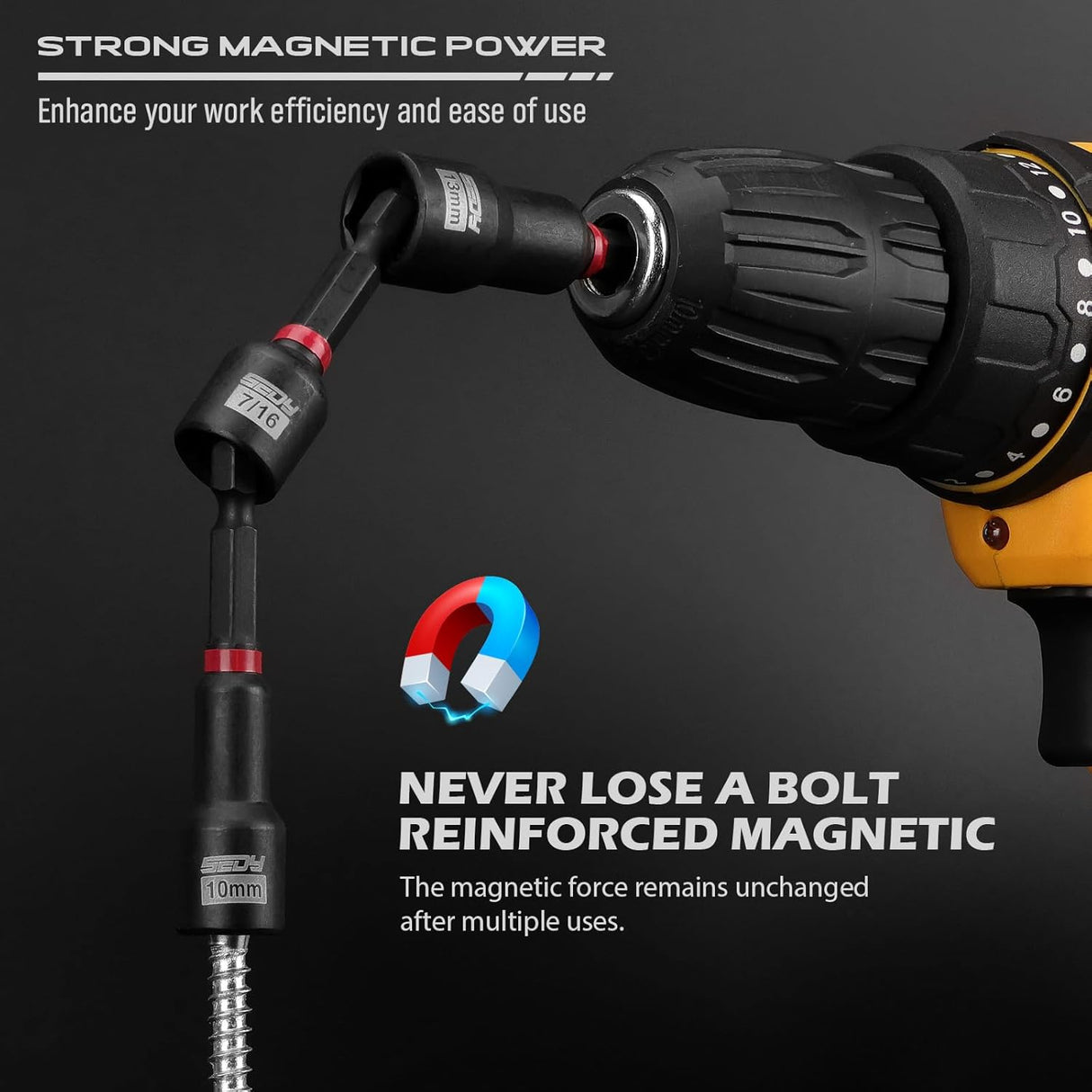 80-piece SEDY magnetic nut driver and drill bit set with universal socket, CR-V steel construction, and organized storage case for automotive and DIY use